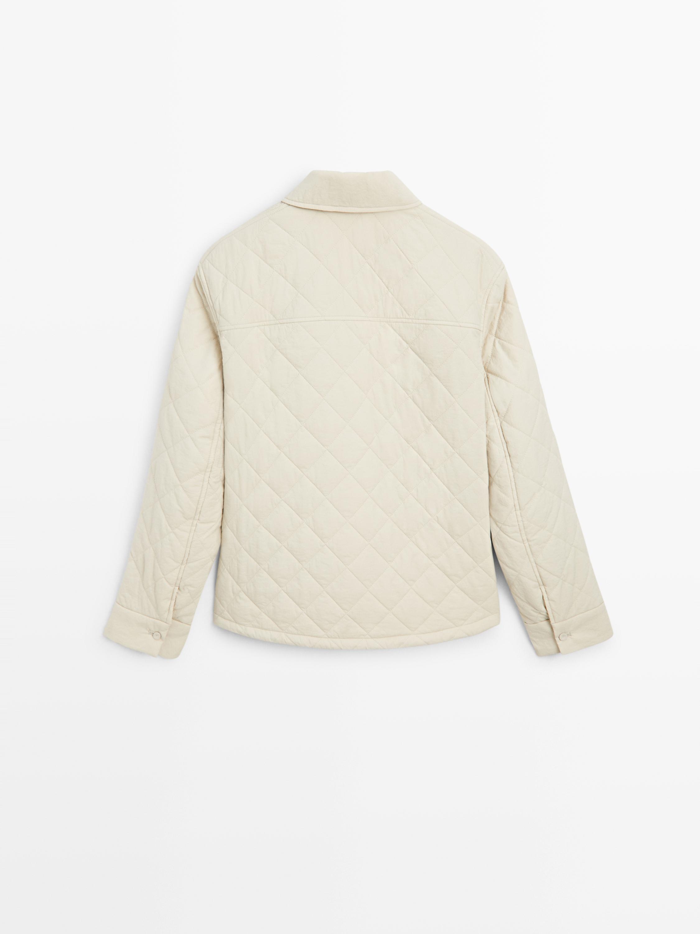 Short quilted jacket with shirt collar